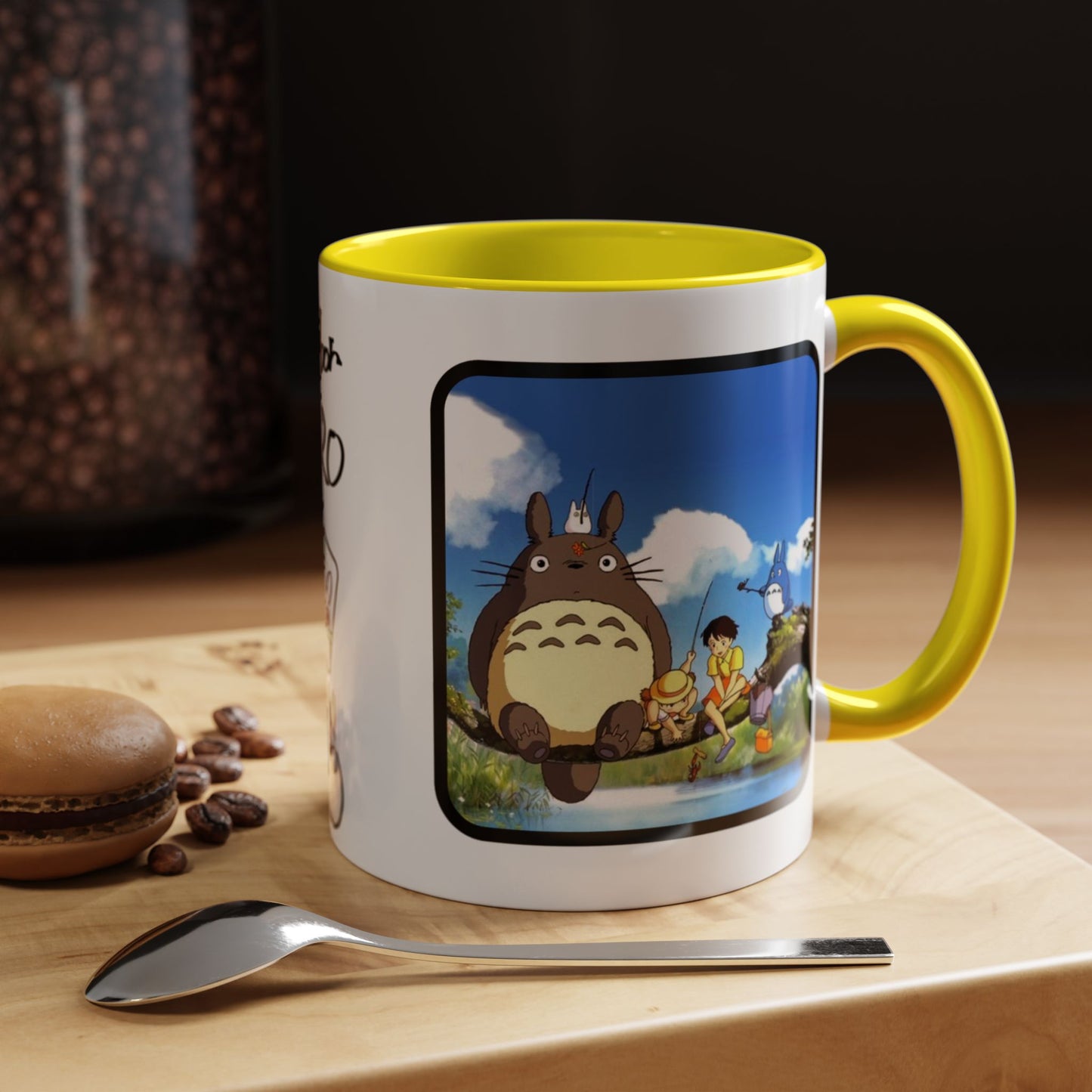 My Neighbor Totoro Accent Mug – Ghibli Collage Color Handle Cup 11oz & 15oz – Cute Anime Coffee Mug Gift