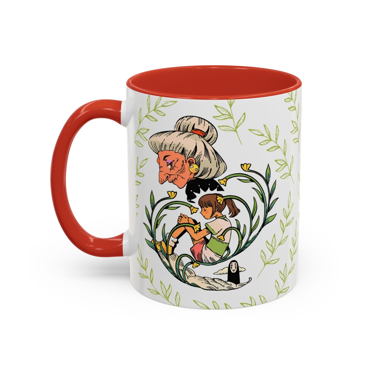 Spirited Away Chihiro Accent Mug – Studio Ghibli Coffee Cup with Colored Handle – 11oz & 15oz Ceramic Anime Gift