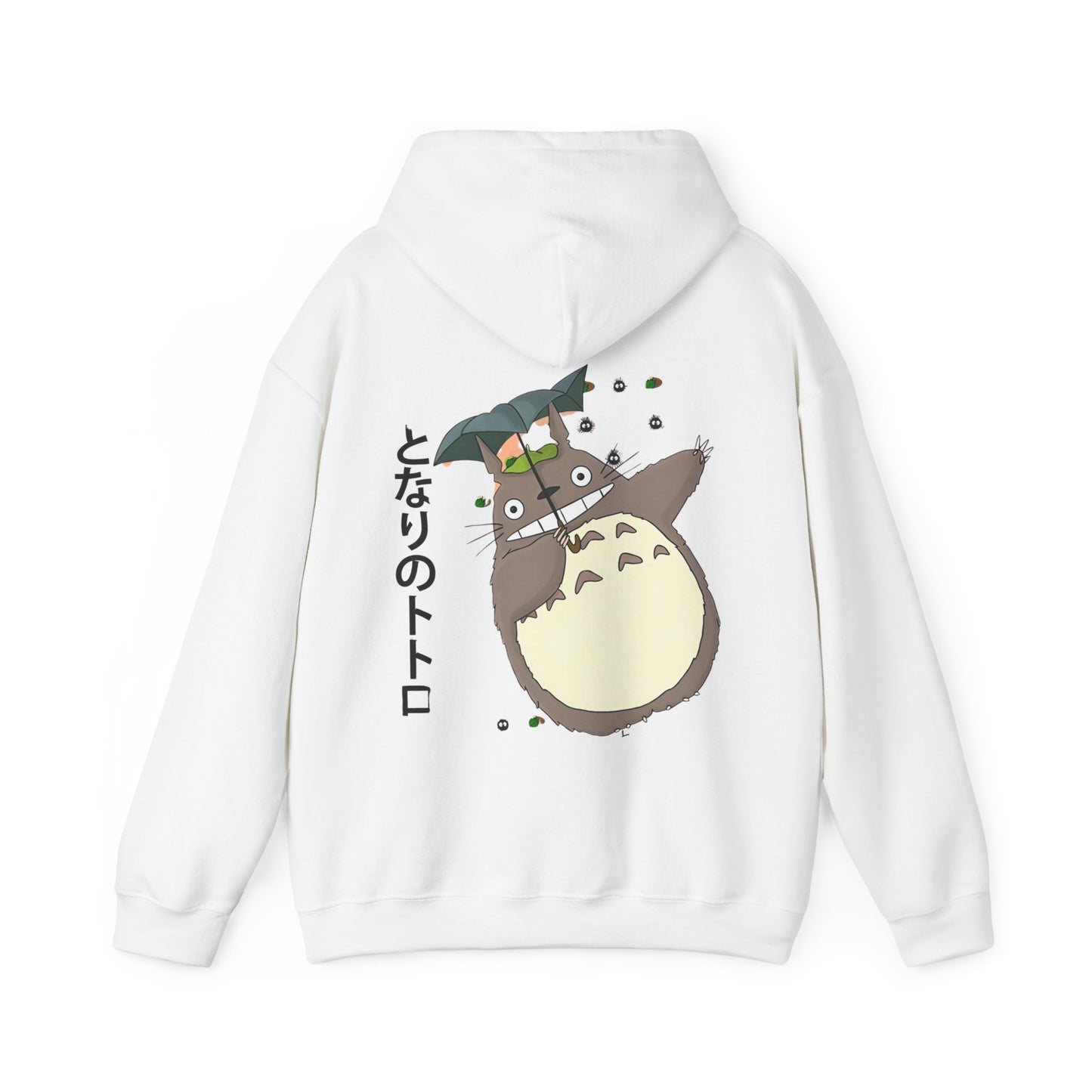 Totoro Funny Face Hoodie with Back Print – 100% Cotton Studio Ghibli Hoodie for Anime Fans