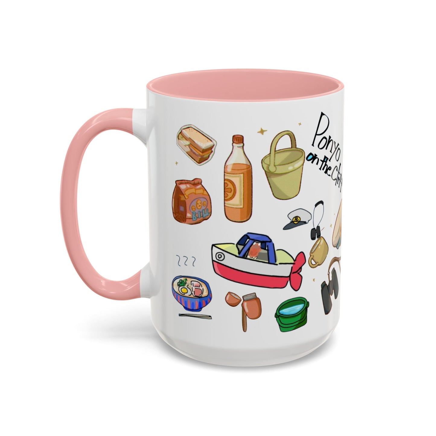 Ponyo Accent Mug – Studio Ghibli Collage Color Handle Cup 11oz & 15oz – Cute Anime Ocean Gift for Fans