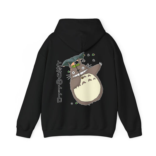 Totoro Funny Face Hoodie with Back Print – 100% Cotton Studio Ghibli Hoodie for Anime Fans