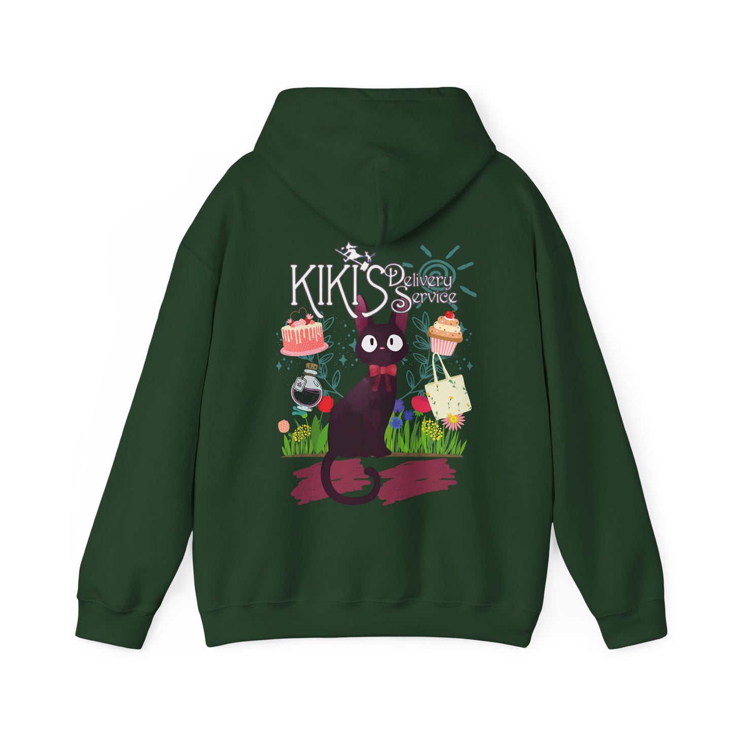 Jiji Collage Back Print Hoodie – 100% Cotton Studio Ghibli Kiki’s Delivery Service Cat Hoodie