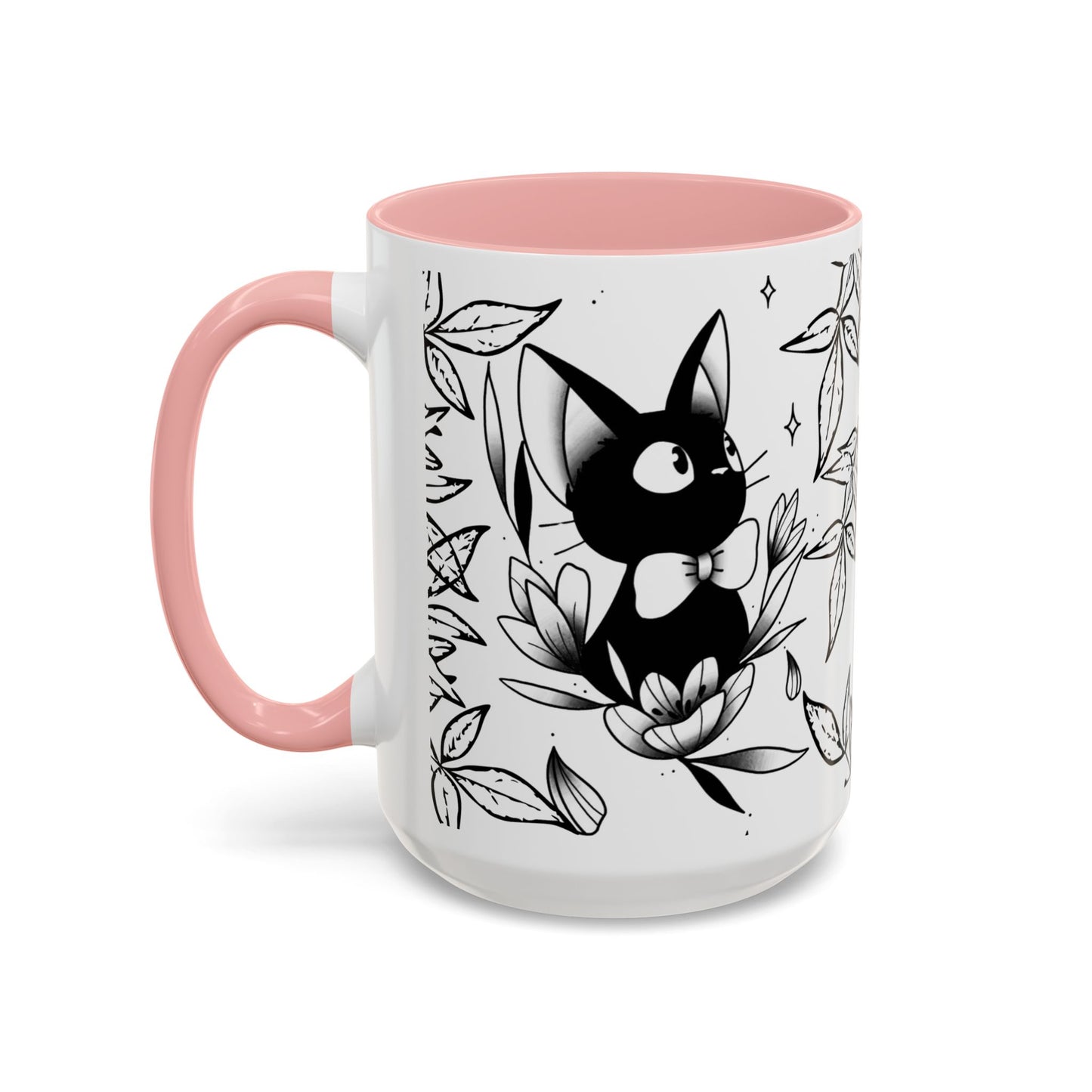 Jiji Cat Studio Ghibli Mug – 11oz & 15oz Accent Handle Coffee Cup – Cute Kiki’s Delivery Service Gift