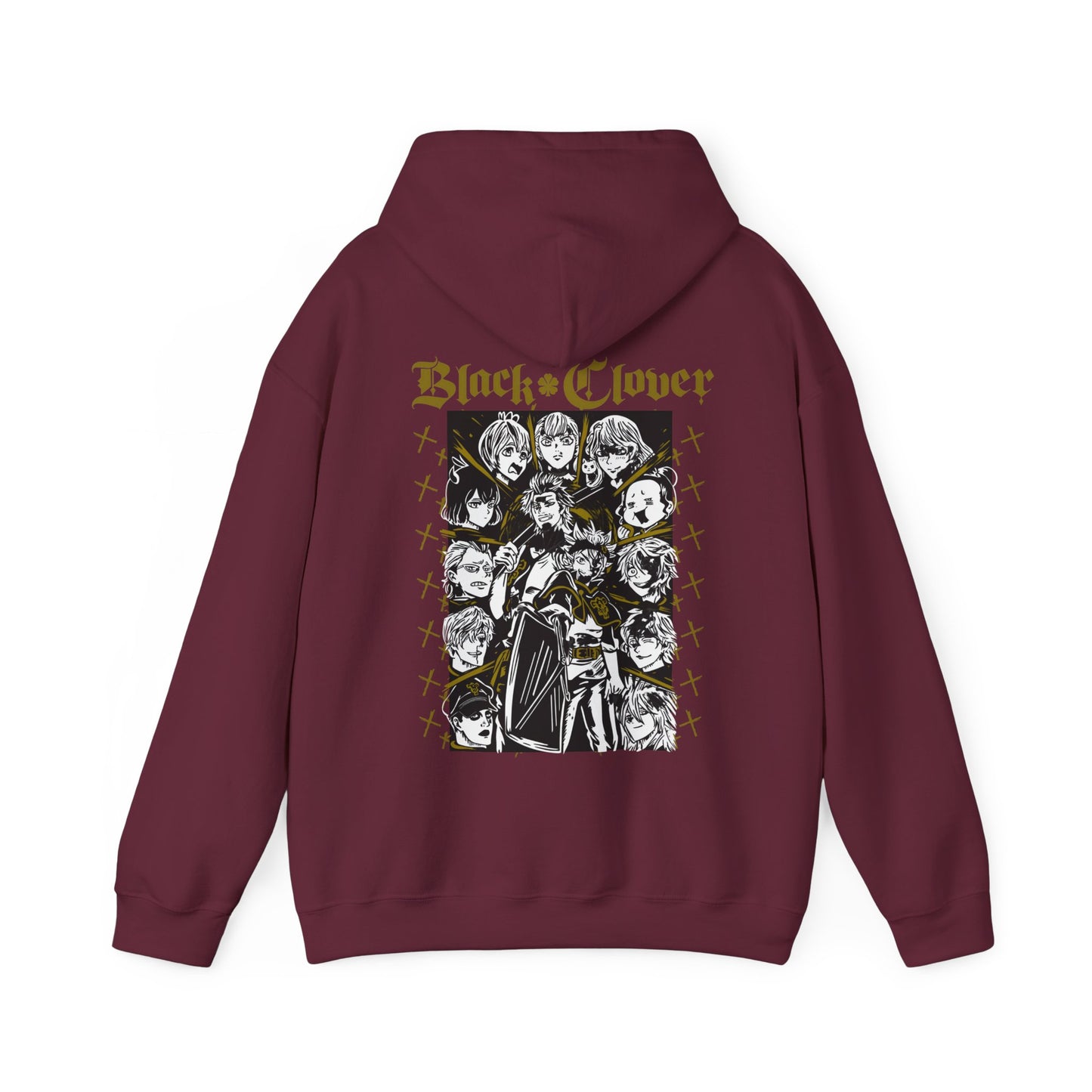 Black Clover Back Print Hoodie – 100% Cotton Anime Sweatshirt with Asta, Yuno & Noelle – Stylish Back Graphic Pullover