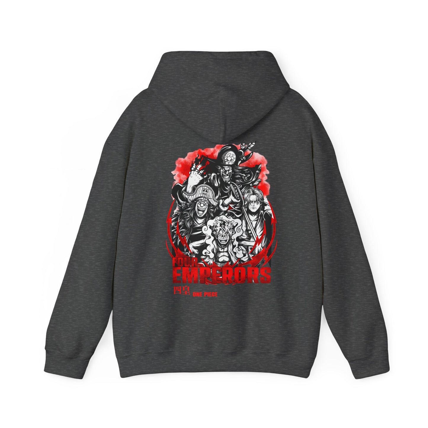 Four Emperors One Piece Back Print Hoodie – 100% Cotton Anime Pullover Featuring Yonko Legends