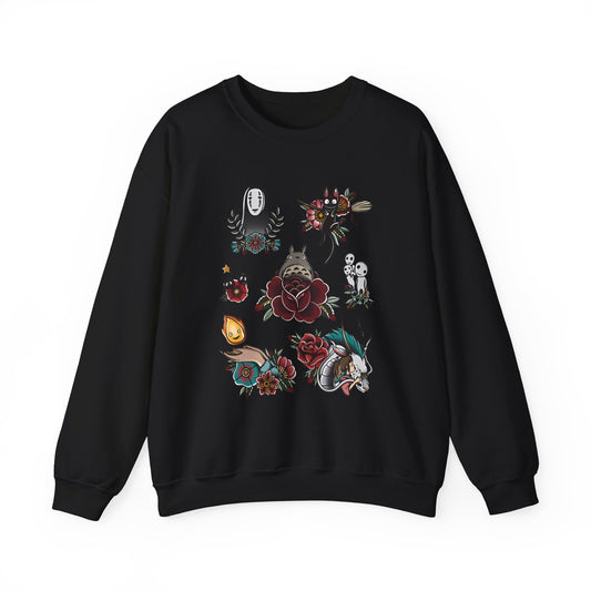 Studio Ghibli Characters Sweatshirt – 100% Cotton Anime Crewneck Featuring Iconic Ghibli Heroes