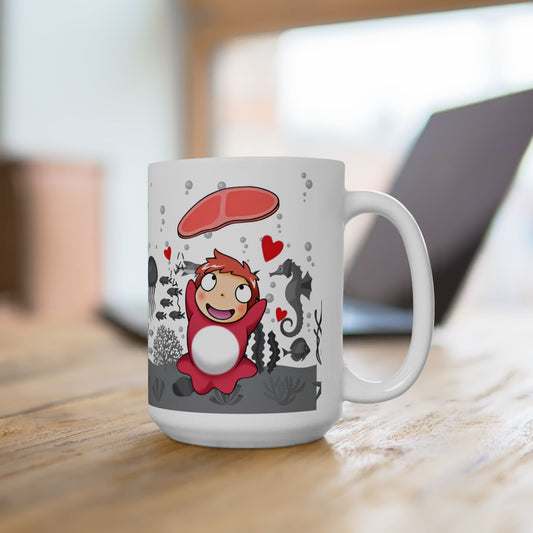 Ponyo Ham Mug – Cute Studio Ghibli Coffee Cup – 11oz & 15oz Anime Drinkware Gift