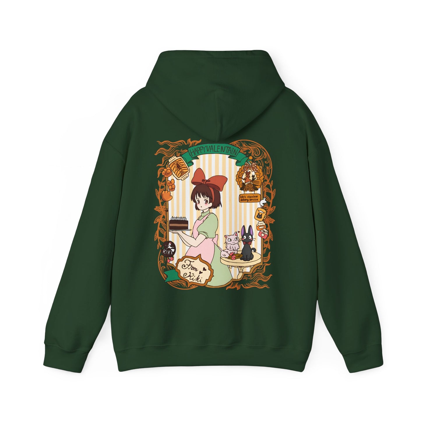 Kiki Happy Back Print Hoodie – 100% Cotton Studio Ghibli Kiki’s Delivery Service Hoodie for Anime Fans