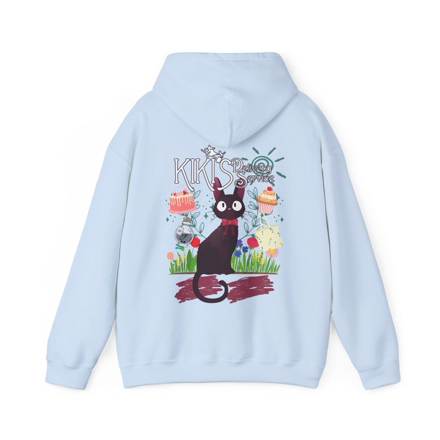 Jiji Collage Back Print Hoodie – 100% Cotton Studio Ghibli Kiki’s Delivery Service Cat Hoodie