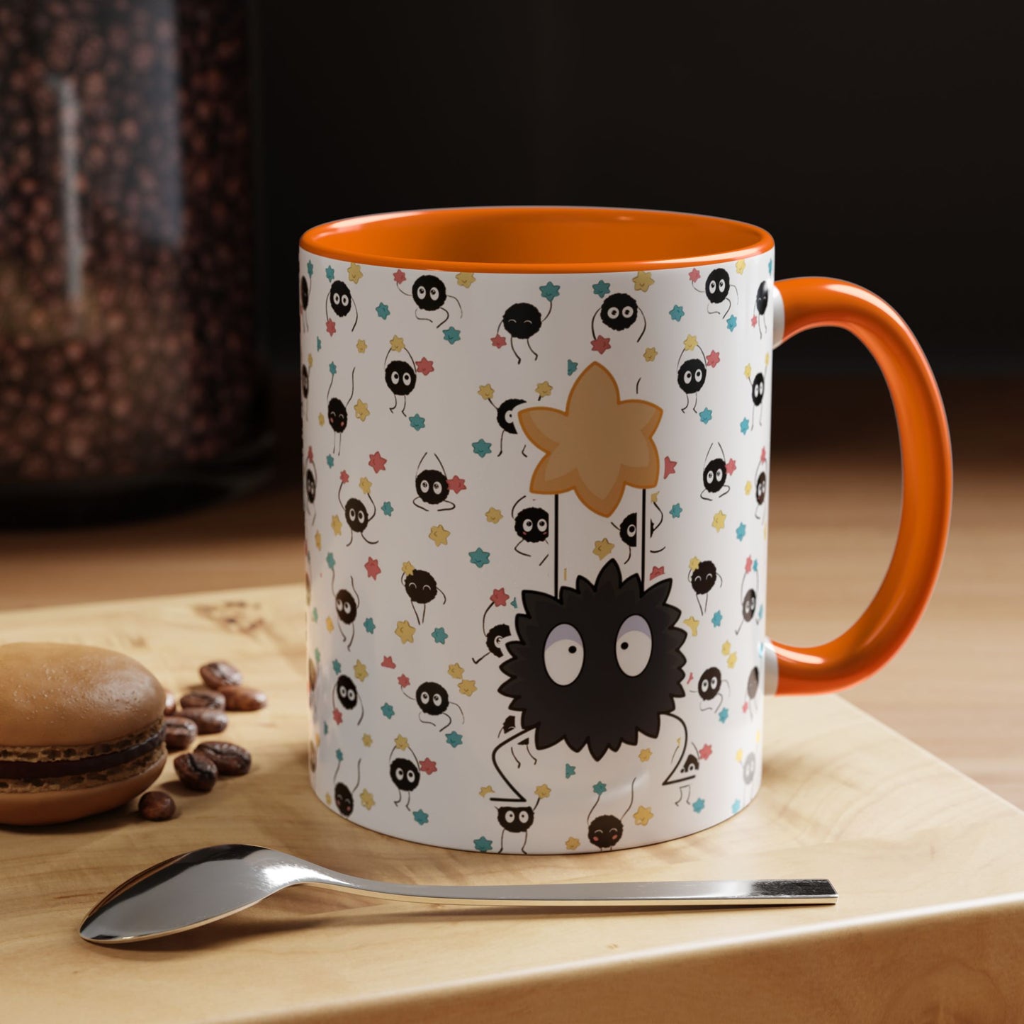 Soot Sprites Accent Mug – Studio Ghibli Color Handle Cup – 11oz & 15oz Ceramic Anime Gift