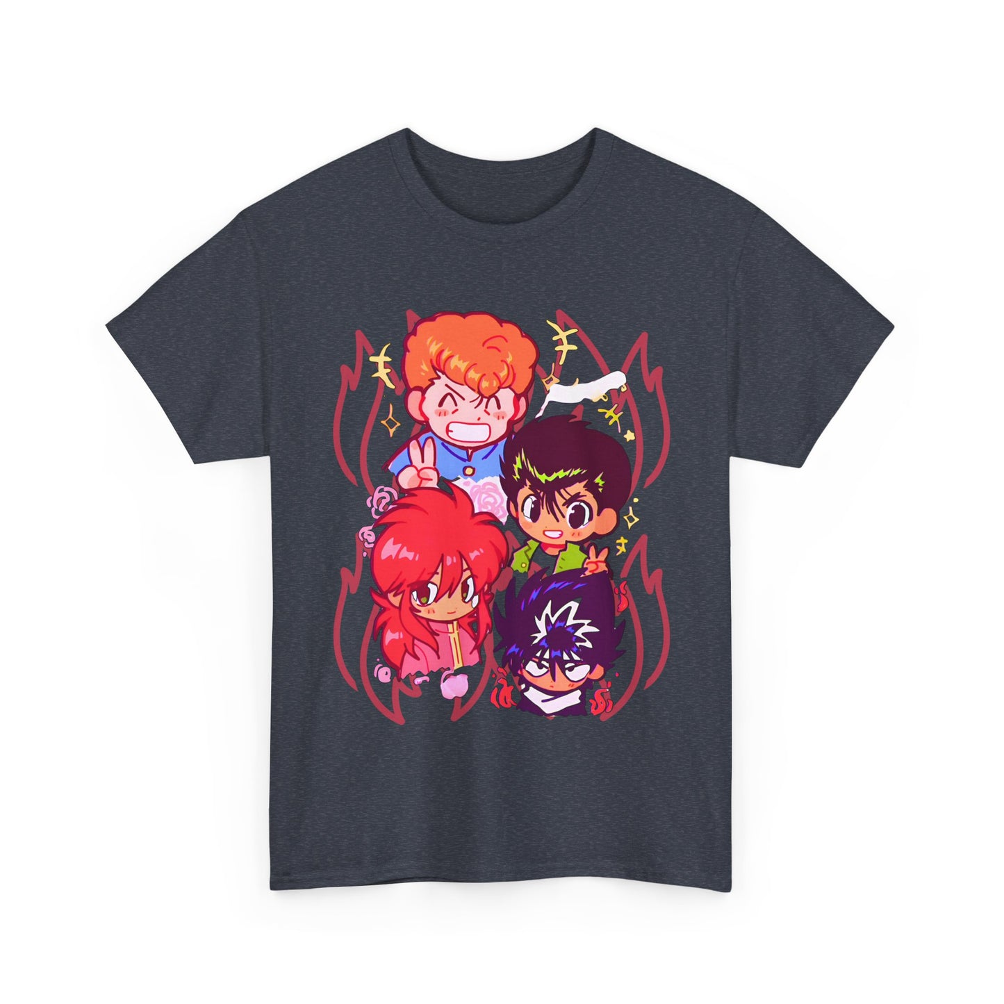 Yu Yu Hakusho T-Shirt – 100% Cotton Retro Anime Tee Featuring Yusuke and Team