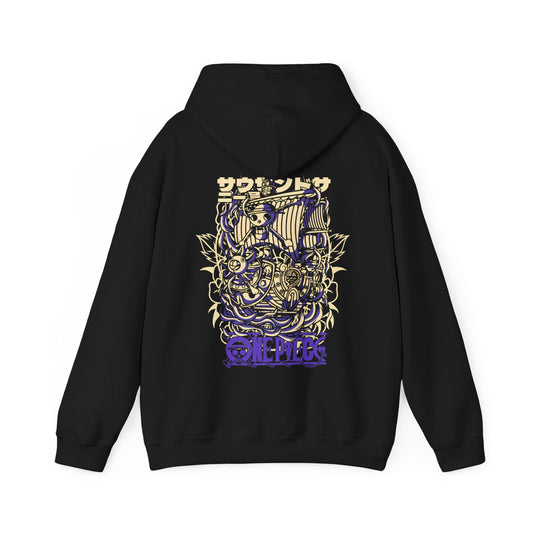 One Piece Ship Back Print Hoodie – 100% Cotton Anime Hoodie Featuring Going Merry & Thousand Sunny