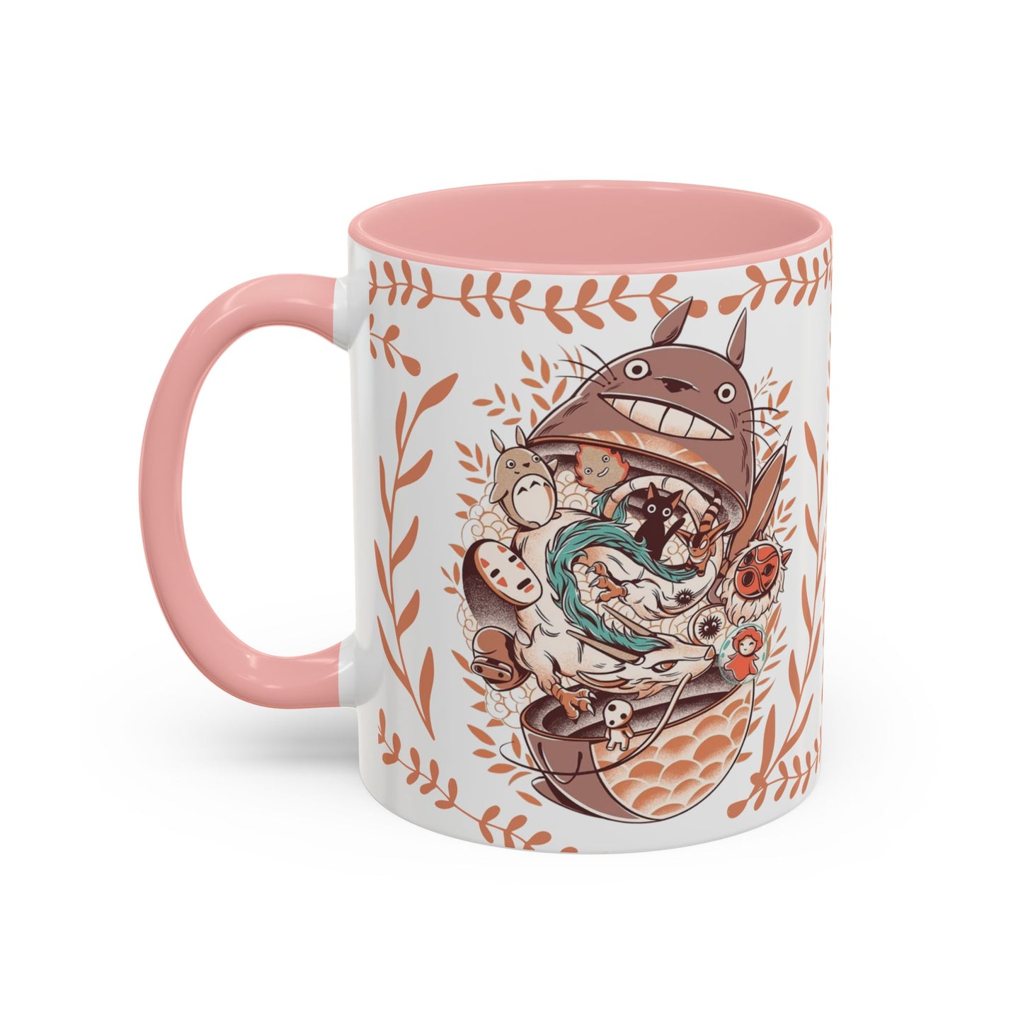 Totoro Matryoshka Accent Mug – 11oz & 15oz Studio Ghibli Inspired Coffee Cup with Color Handle