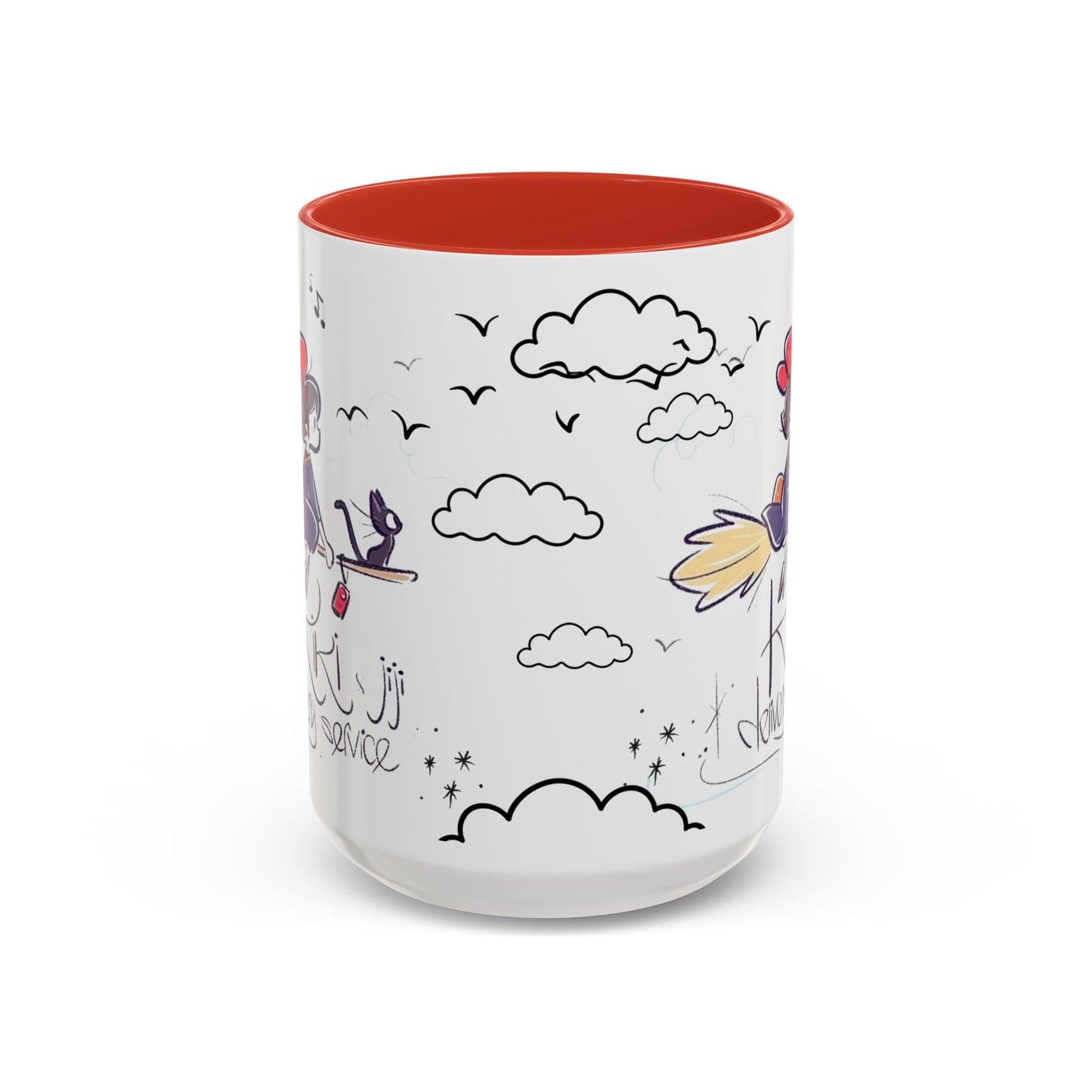 Kiki's Delivery Service Sketch Accent Mug – Studio Ghibli Ceramic Cup – 11oz & 15oz Anime Gift