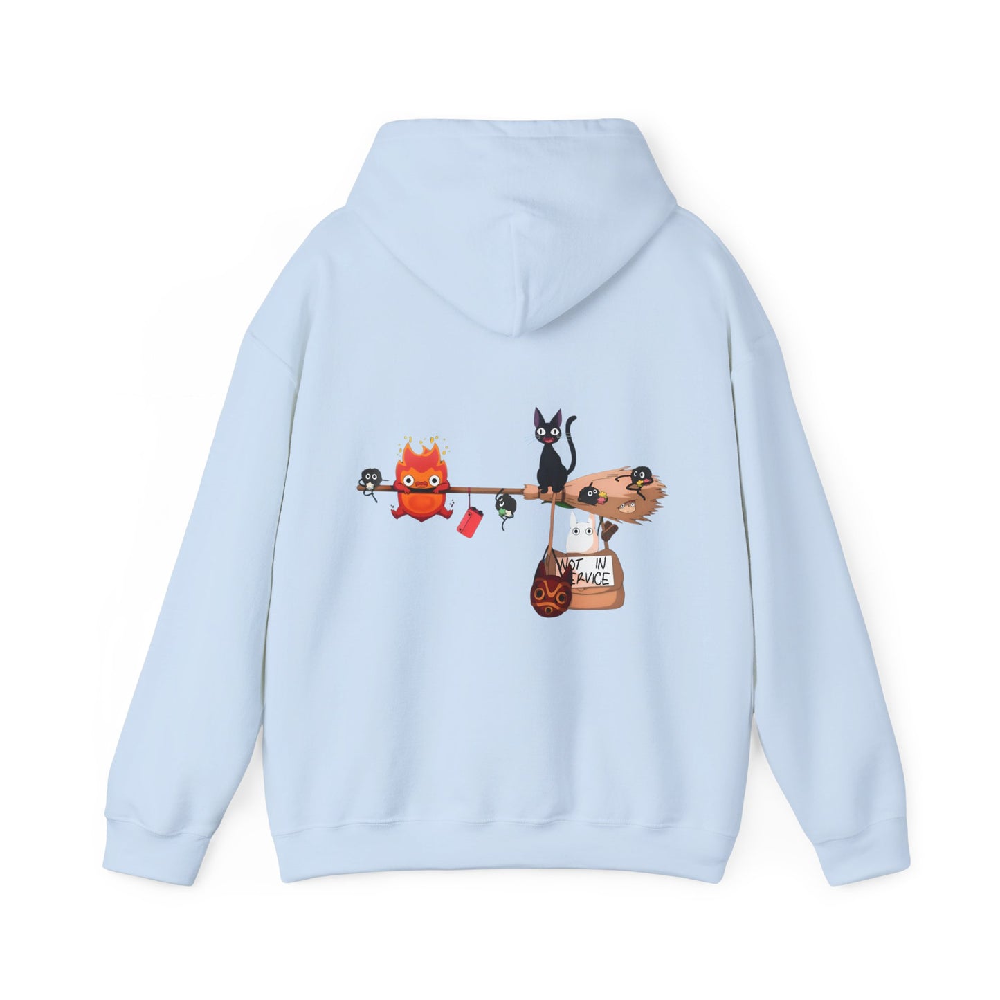 Calcifer Jiji Soot Sprites Back Print Hoodie – 100% Cotton Studio Ghibli Anime Hoodie