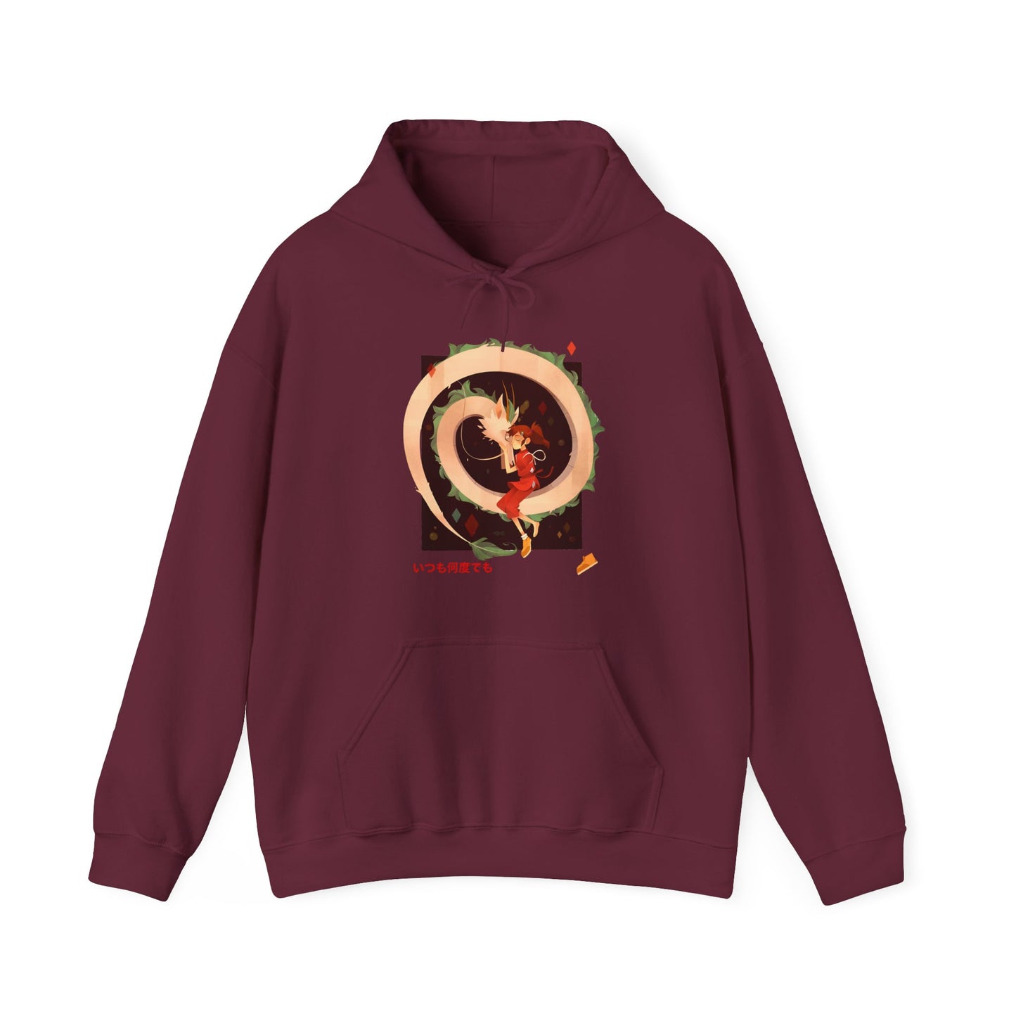 Spirited Away Love Hoodie – 100% Cotton Anime Hoodie Featuring Chihiro and Haku from Studio Ghibli