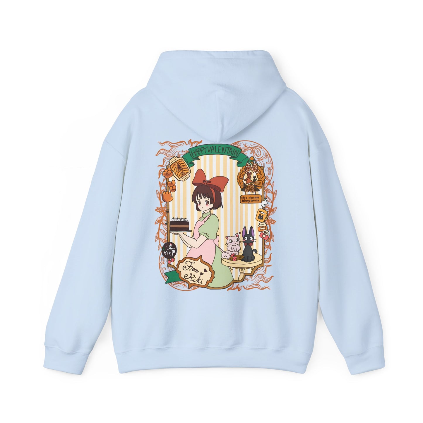Kiki Happy Back Print Hoodie – 100% Cotton Studio Ghibli Kiki’s Delivery Service Hoodie for Anime Fans