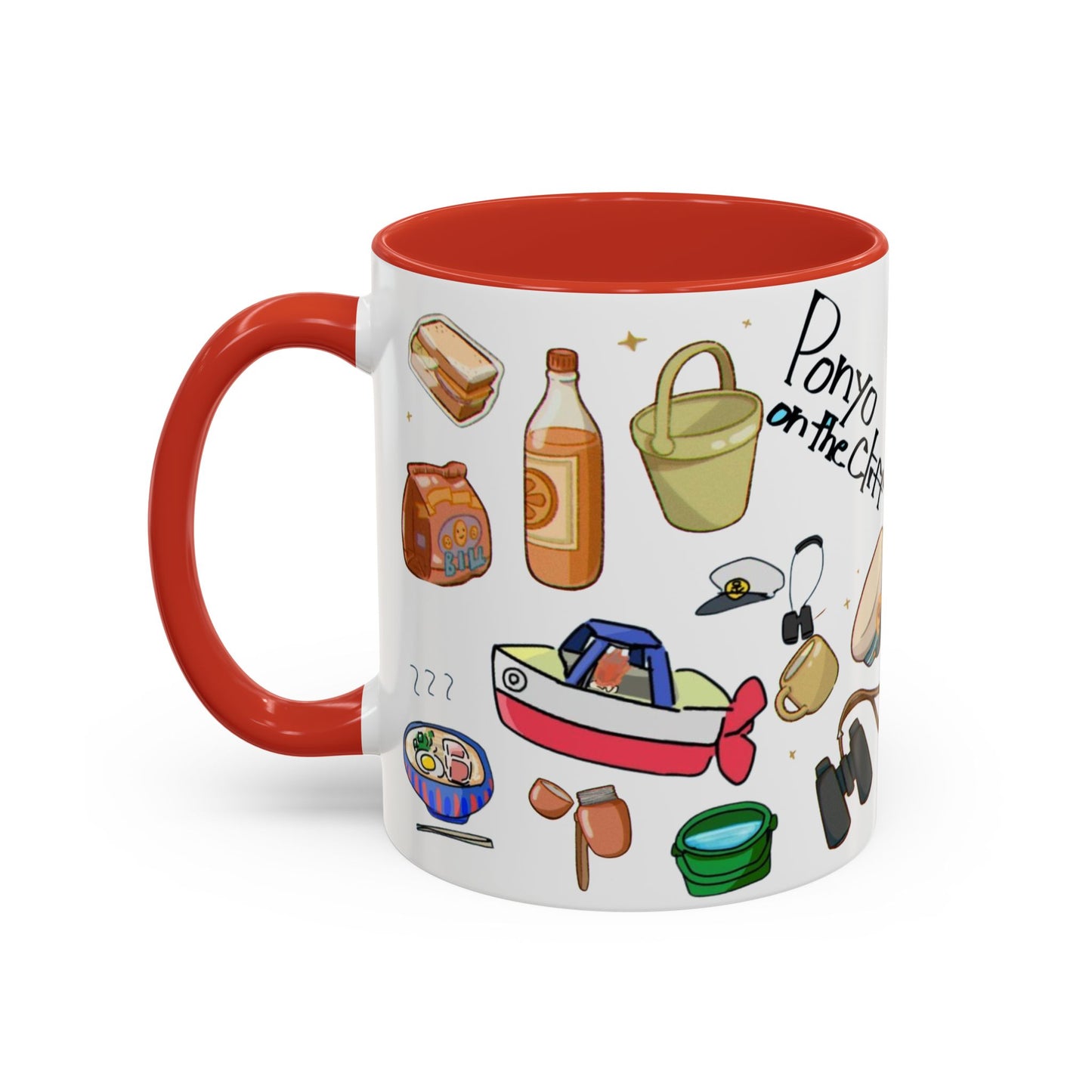 Ponyo Accent Mug – Studio Ghibli Collage Color Handle Cup 11oz & 15oz – Cute Anime Ocean Gift for Fans