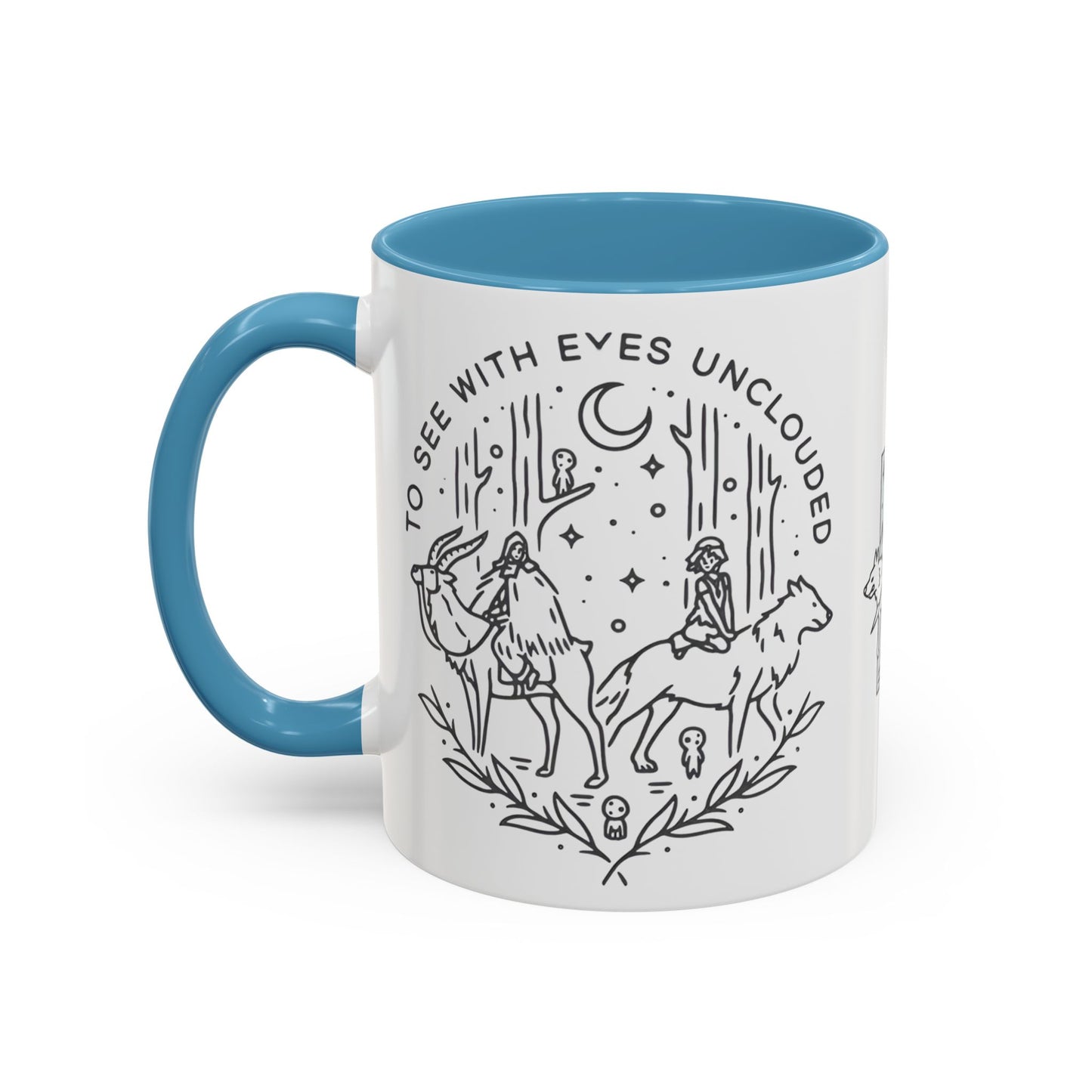 Princess Mononoke Art Accent Mug – Studio Ghibli Coffee Cup with Colored Handle – 11oz & 15oz Ceramic Anime Gift
