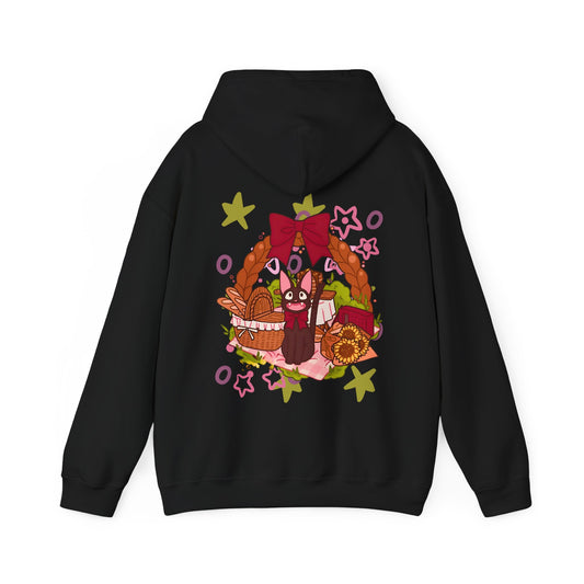 Jiji Cat Gift Back Print Hoodie – 100% Cotton Studio Ghibli Inspired Anime Hoodie