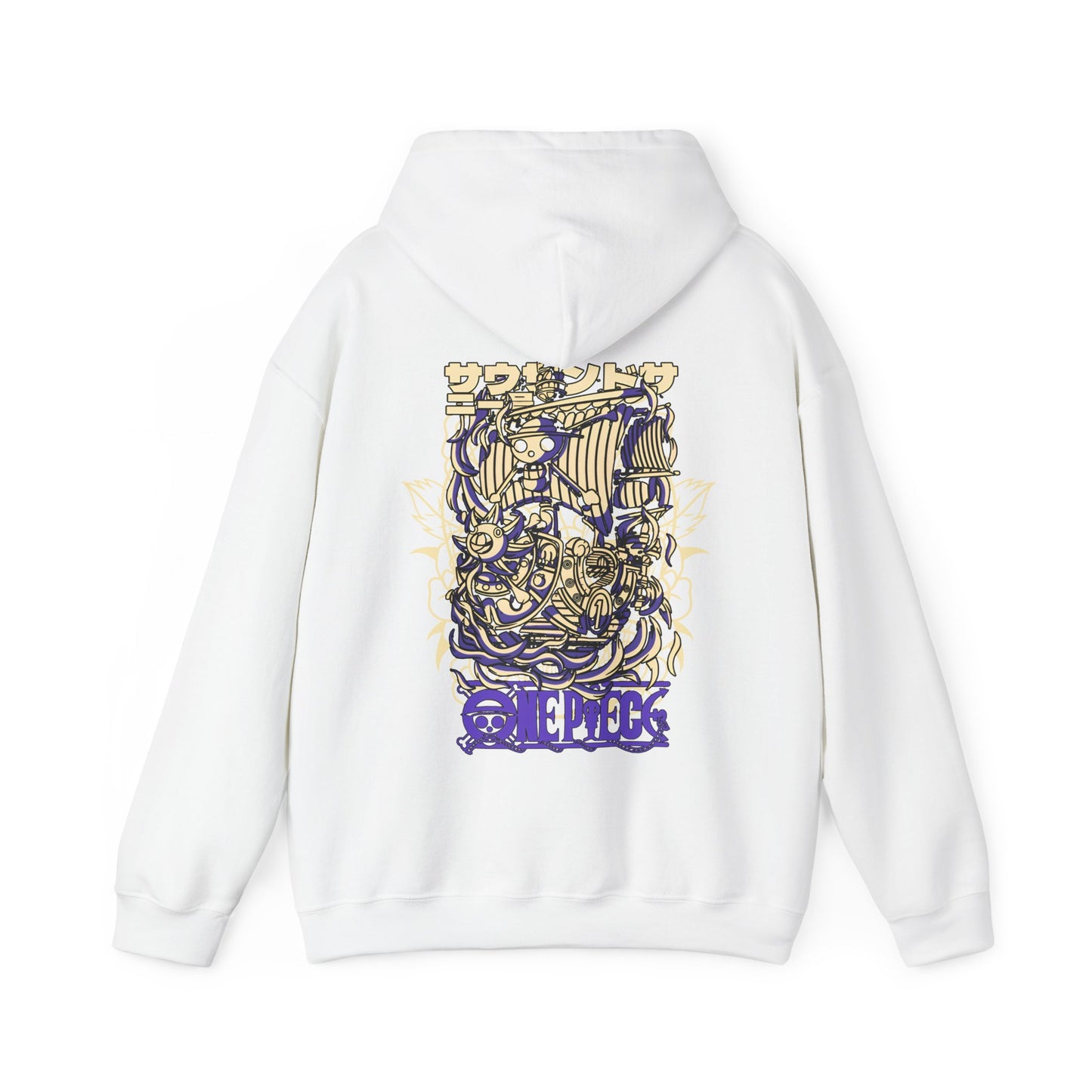 One Piece Ship Back Print Hoodie – 100% Cotton Anime Hoodie Featuring Going Merry & Thousand Sunny