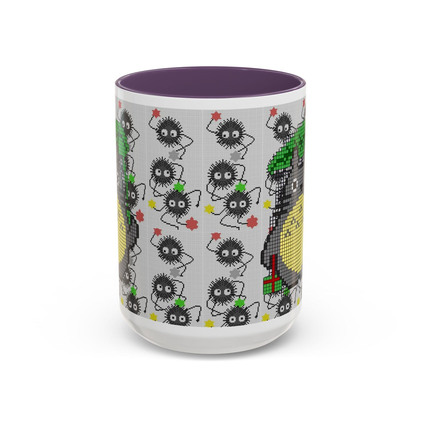 Totoro & Soot Sprites Accent Mug – Color Handle Studio Ghibli Cup – 11oz & 15oz Ceramic Anime Coffee Gift