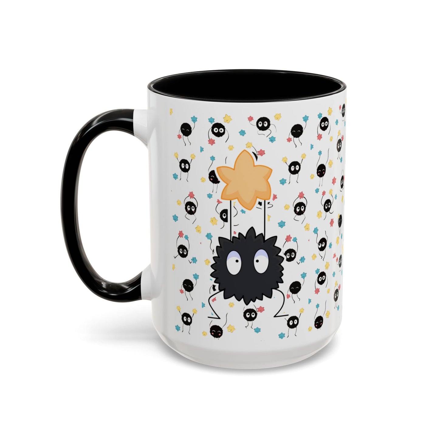 Soot Sprites Accent Mug – Studio Ghibli Color Handle Cup – 11oz & 15oz Ceramic Anime Gift