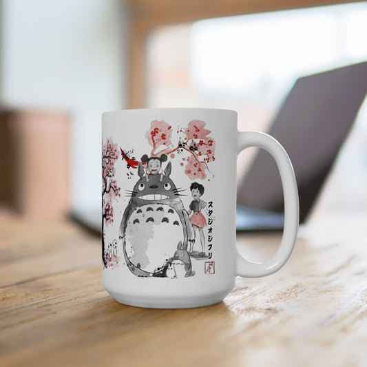 Totoro Sakura Forest Mug – Cute Anime Coffee Cup 11oz & 15oz – Studio Ghibli Inspired Gift