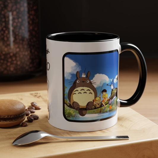 My Neighbor Totoro Accent Mug – Ghibli Collage Color Handle Cup 11oz & 15oz – Cute Anime Coffee Mug Gift