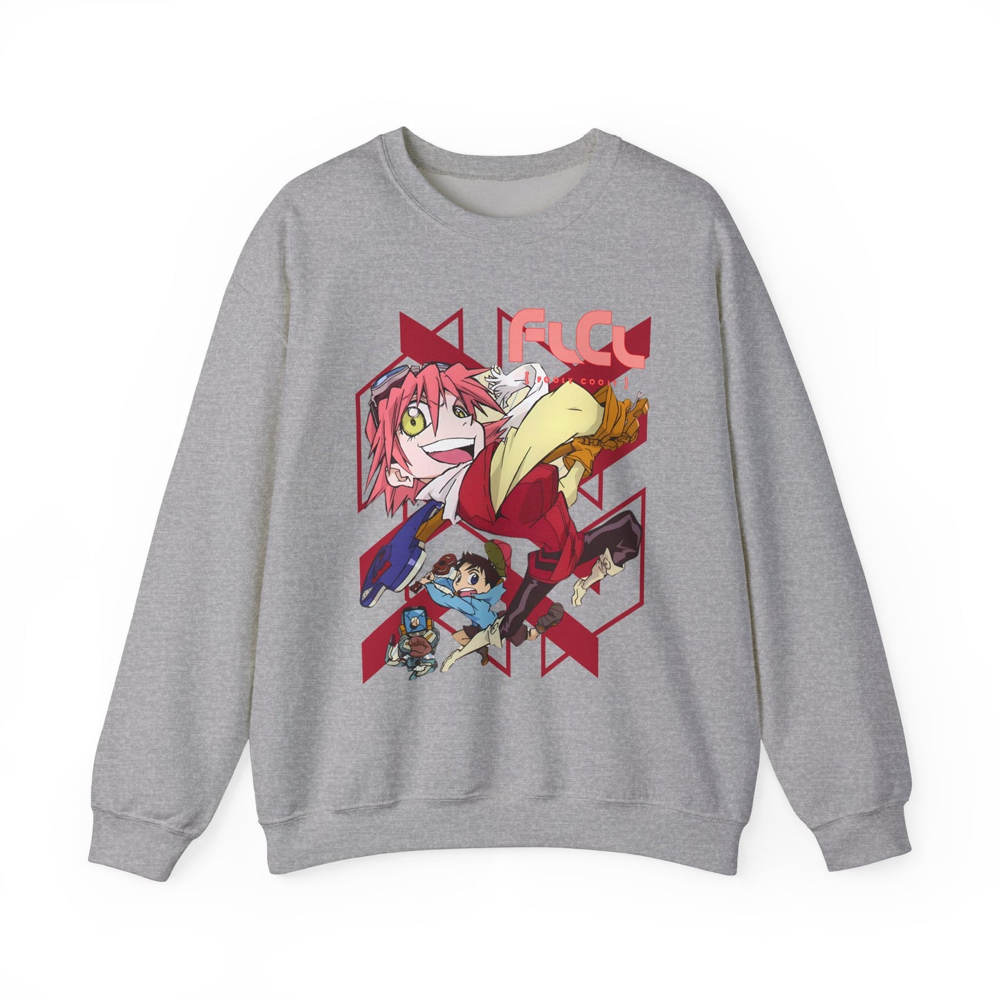 FLCL Sweatshirt – 100% Cotton Gildan 18000 | Fooly Cooly Retro Anime Pullover for True Fans