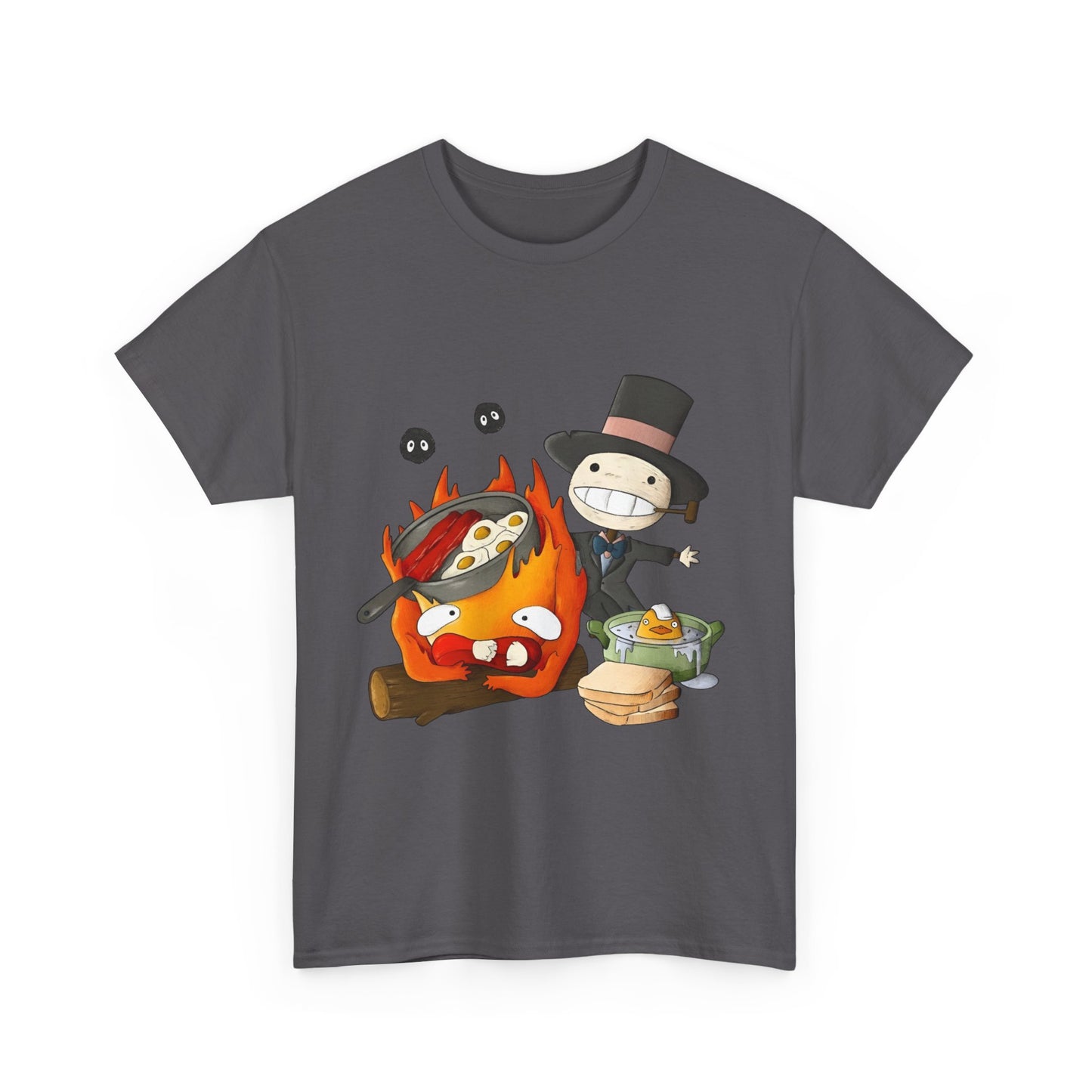 Calcifer Breakfast Shirt – Ghibli Cotton Tee for Anime Fans