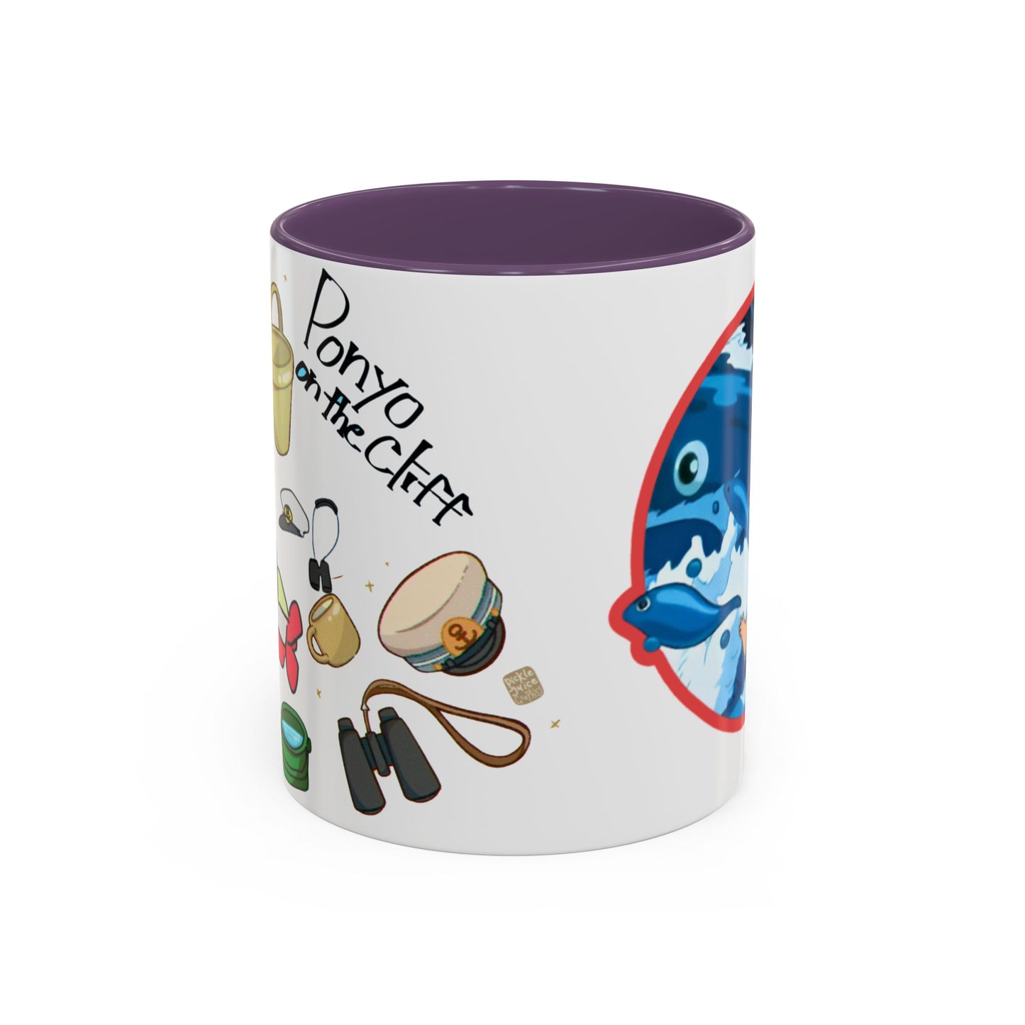 Ponyo Accent Mug – Studio Ghibli Collage Color Handle Cup 11oz & 15oz – Cute Anime Ocean Gift for Fans