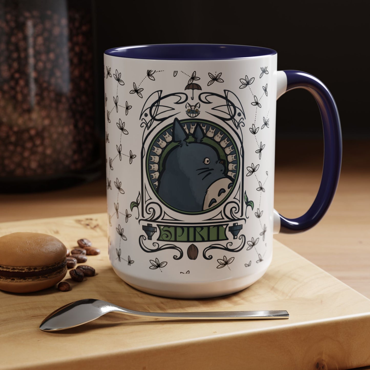 Totoro Spirited Ghibli Accent Handle Mug – 11oz & 15oz Anime Cup – Studio Ghibli Coffee Gift