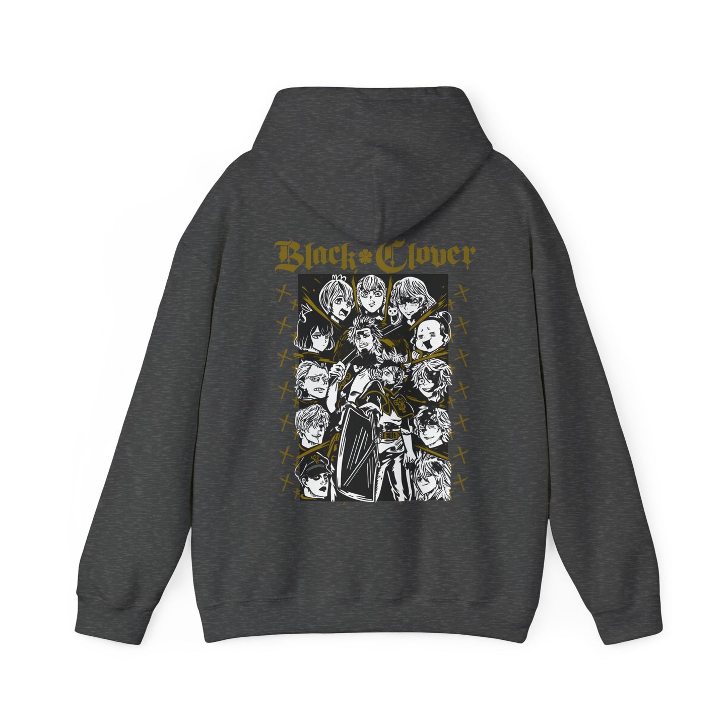 Black Clover Back Print Hoodie – 100% Cotton Anime Sweatshirt with Asta, Yuno & Noelle – Stylish Back Graphic Pullover