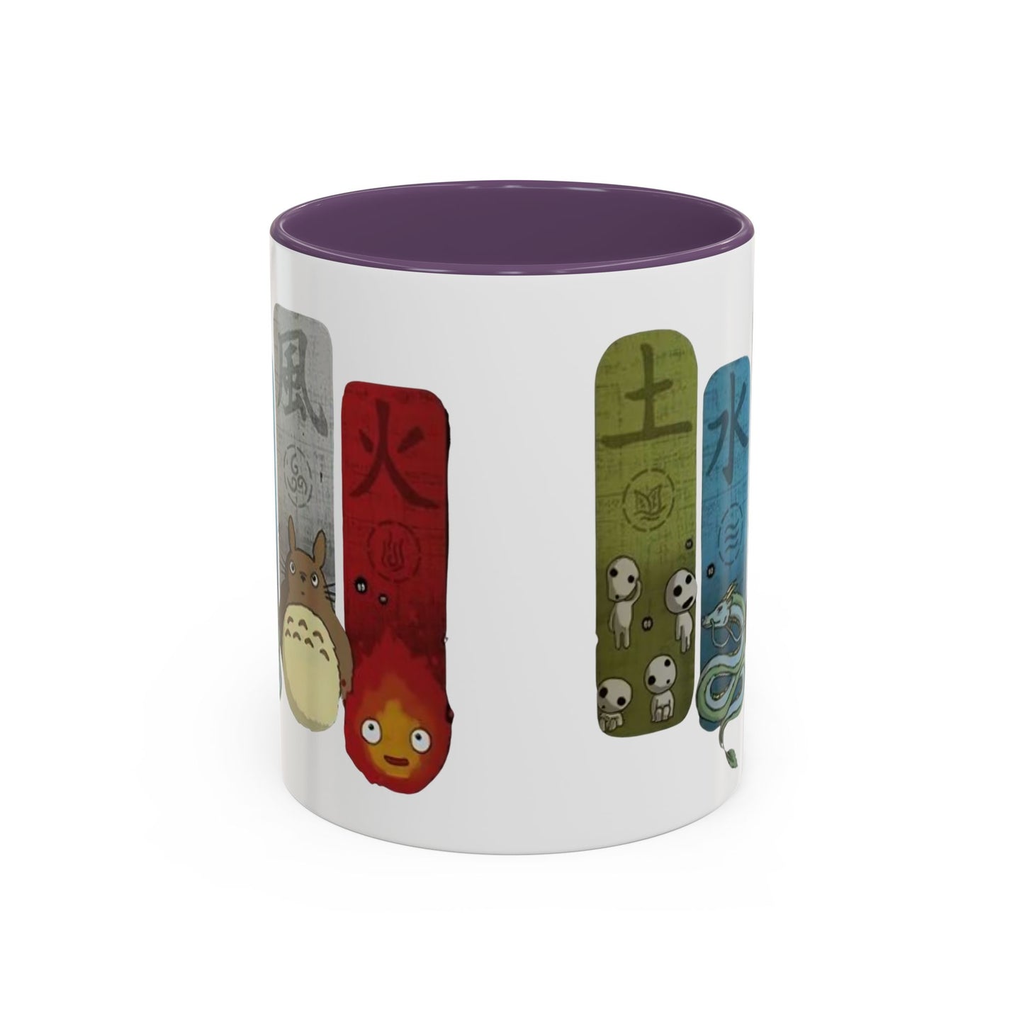 Studio Ghibli Figures Accent Mug – 11oz & 15oz Color Handle Anime Cup – Ghibli Character Coffee Mug for Fans