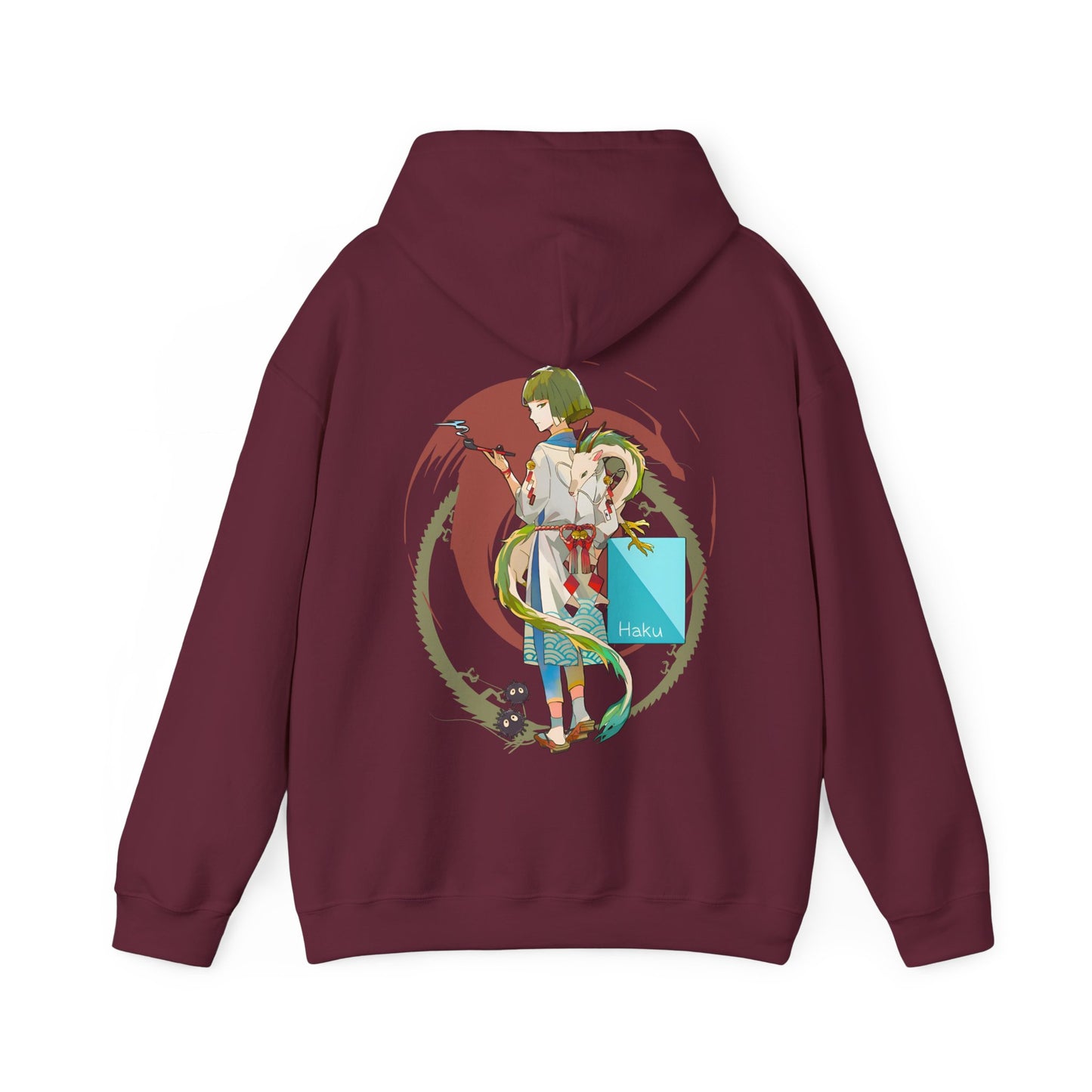 Haku Spirited Away Back Print Hoodie – 100% Cotton Studio Ghibli Hoodie for Anime and Fantasy Lovers