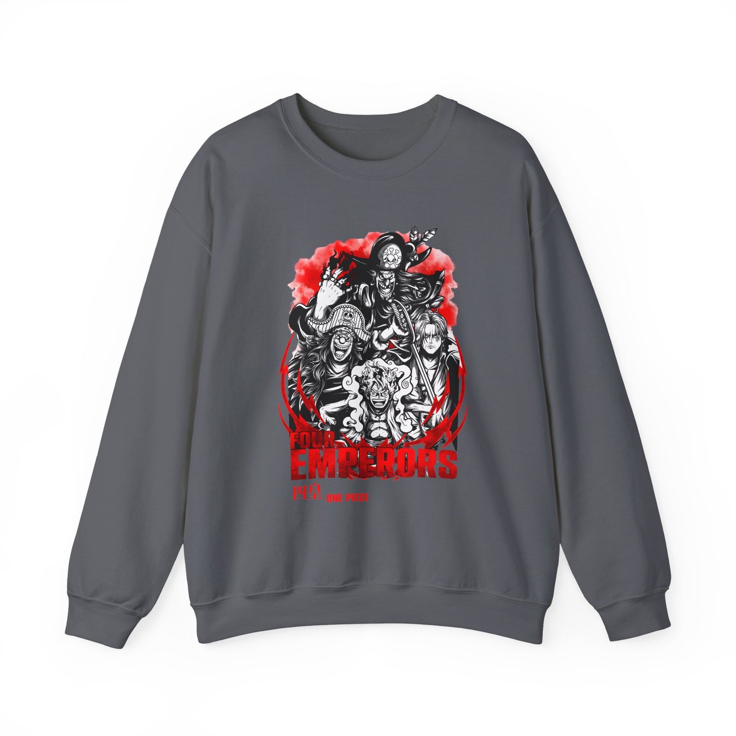 Four Emperors One Piece Sweatshirt – 100% Cotton Anime Crewneck Featuring Yonko Pirates