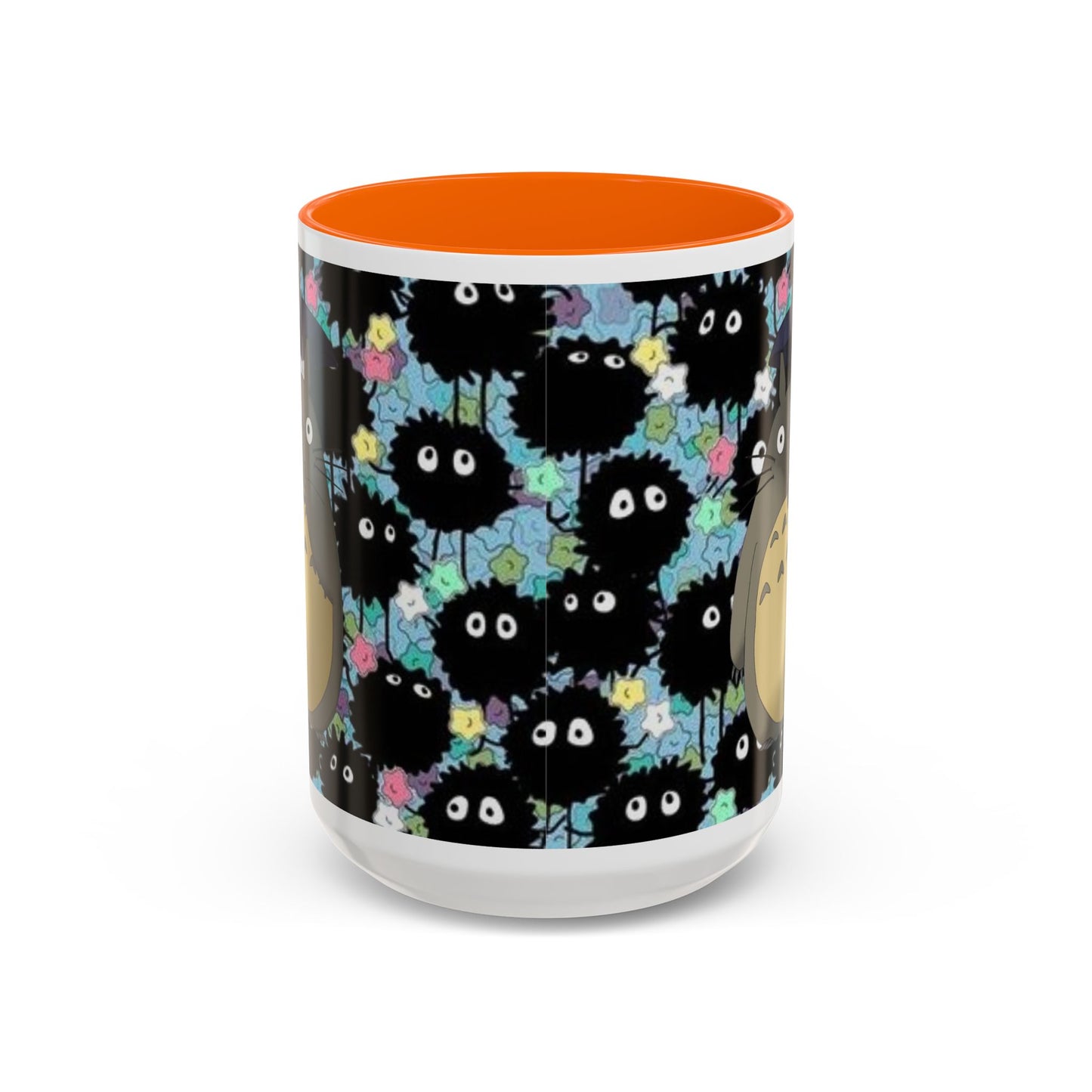 Totoro & Soot Sprites Accent Mug – Studio Ghibli Color Handle Cup – 11oz & 15oz Ceramic Anime Gift