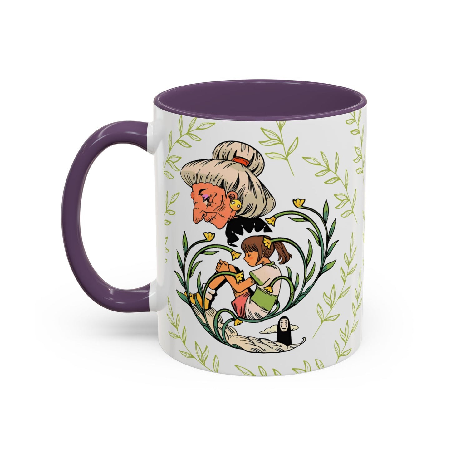 Spirited Away Chihiro Accent Mug – Studio Ghibli Coffee Cup with Colored Handle – 11oz & 15oz Ceramic Anime Gift