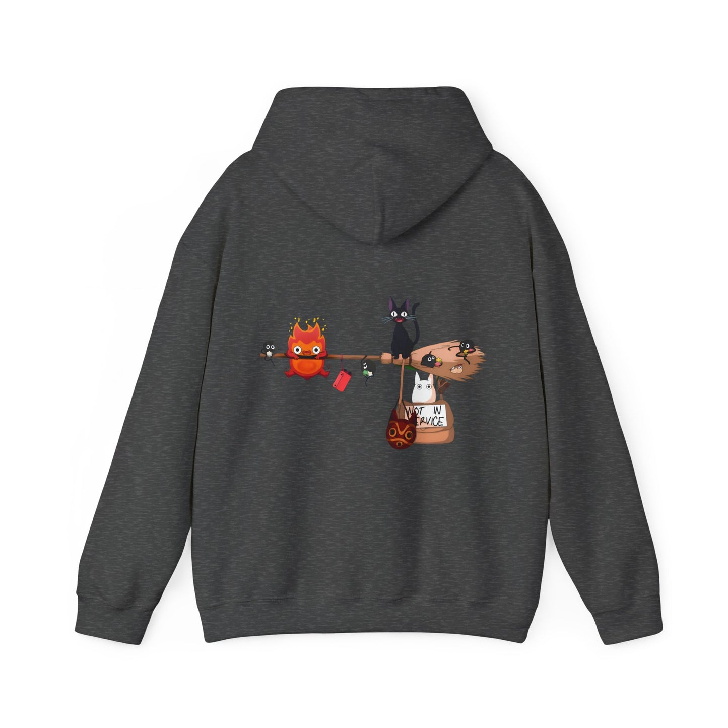 Calcifer Jiji Soot Sprites Back Print Hoodie – 100% Cotton Studio Ghibli Anime Hoodie