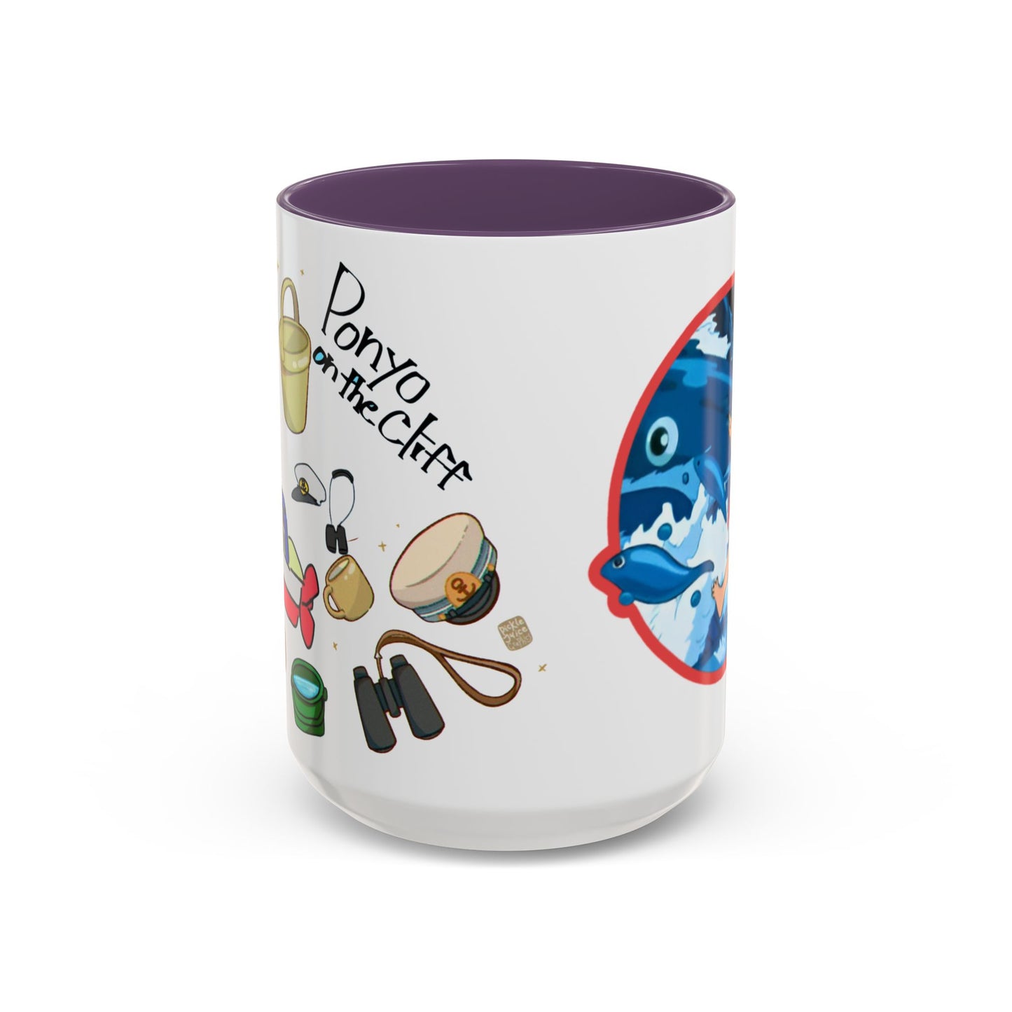 Ponyo Accent Mug – Studio Ghibli Collage Color Handle Cup 11oz & 15oz – Cute Anime Ocean Gift for Fans