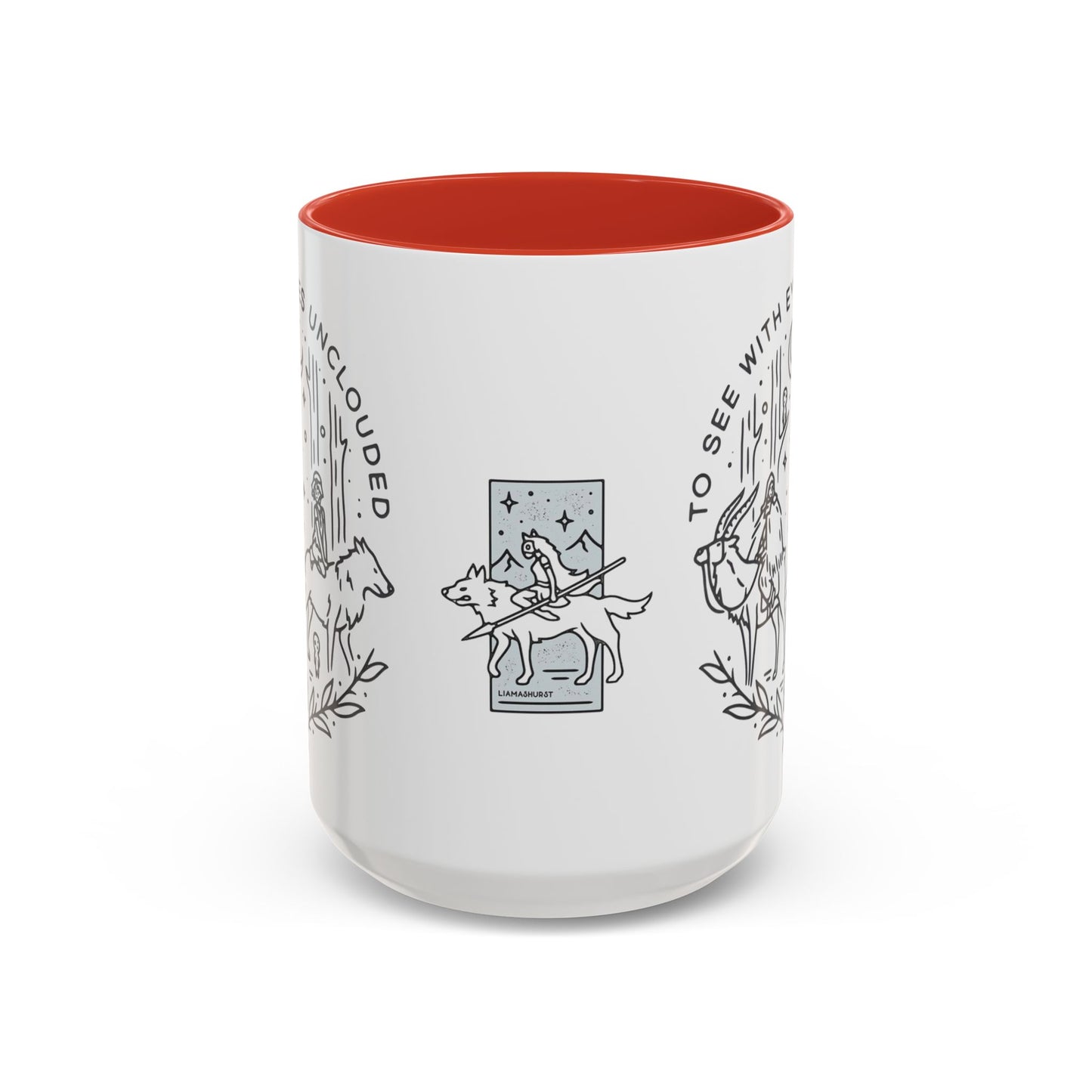 Princess Mononoke Art Accent Mug – Studio Ghibli Coffee Cup with Colored Handle – 11oz & 15oz Ceramic Anime Gift