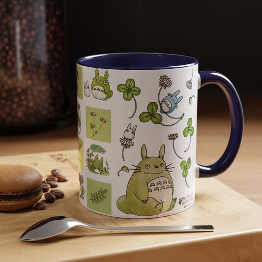 Totoro Green Accent Mug – Studio Ghibli Color Handle Coffee Cup – 11oz & 15oz Ceramic Gift for Anime Fans