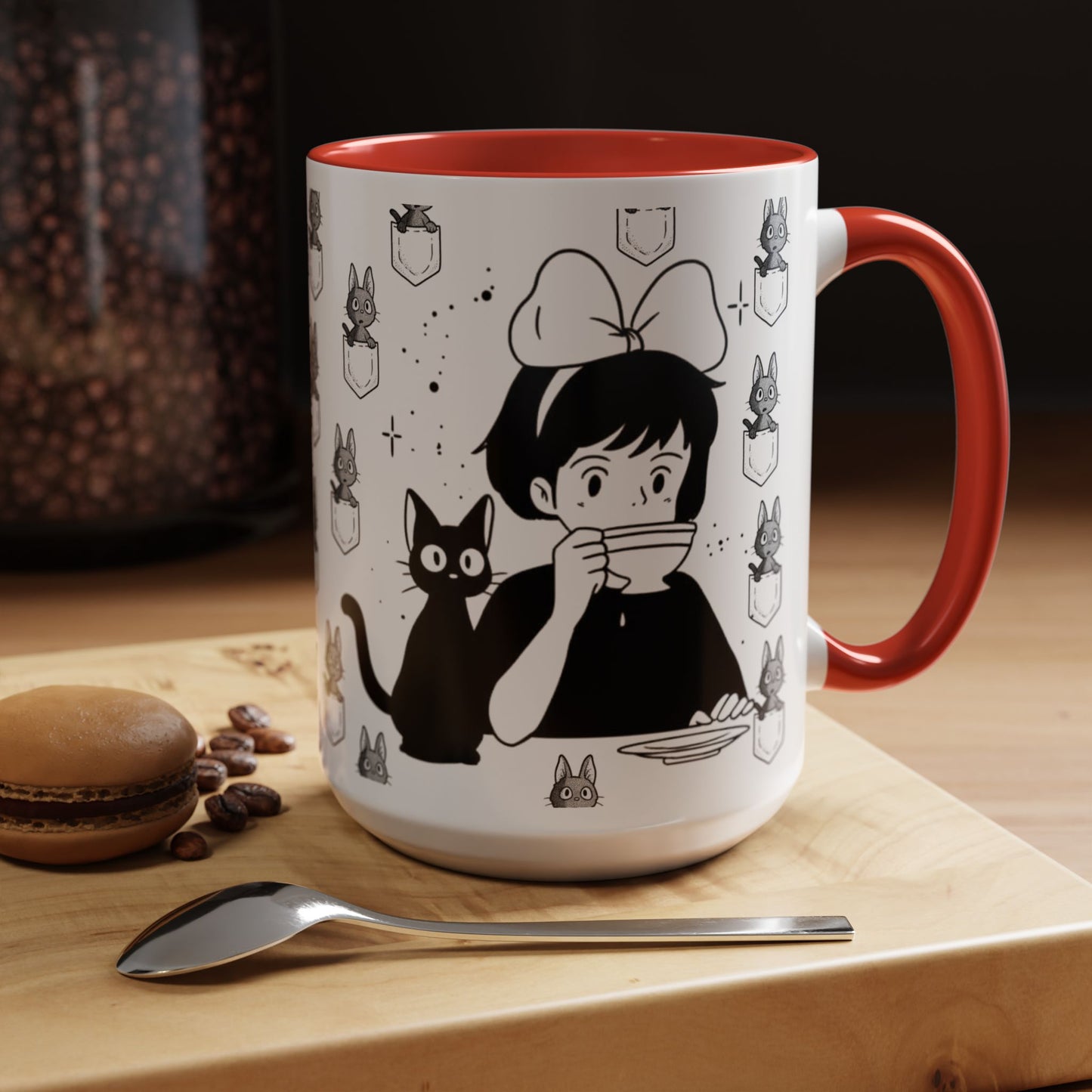 Kiki's Delivery Service Coffee Mug – Studio Ghibli Accent Handle Cup – 11oz & 15oz Anime Gift