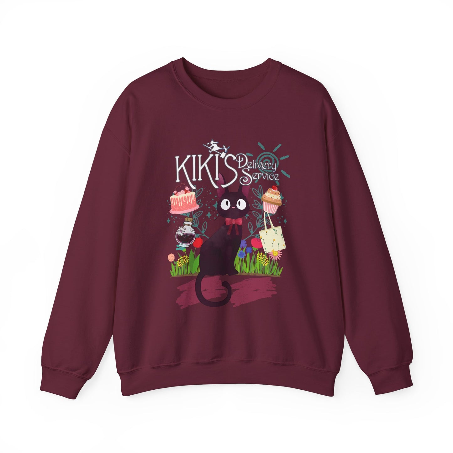Jiji Collage Studio Ghibli Sweatshirt – Cozy 100% Cotton Anime Pullover Featuring Kiki’s Cat