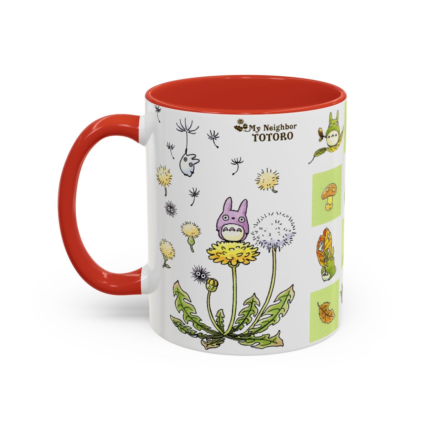 Totoro Green Accent Mug – Studio Ghibli Color Handle Coffee Cup – 11oz & 15oz Ceramic Gift for Anime Fans
