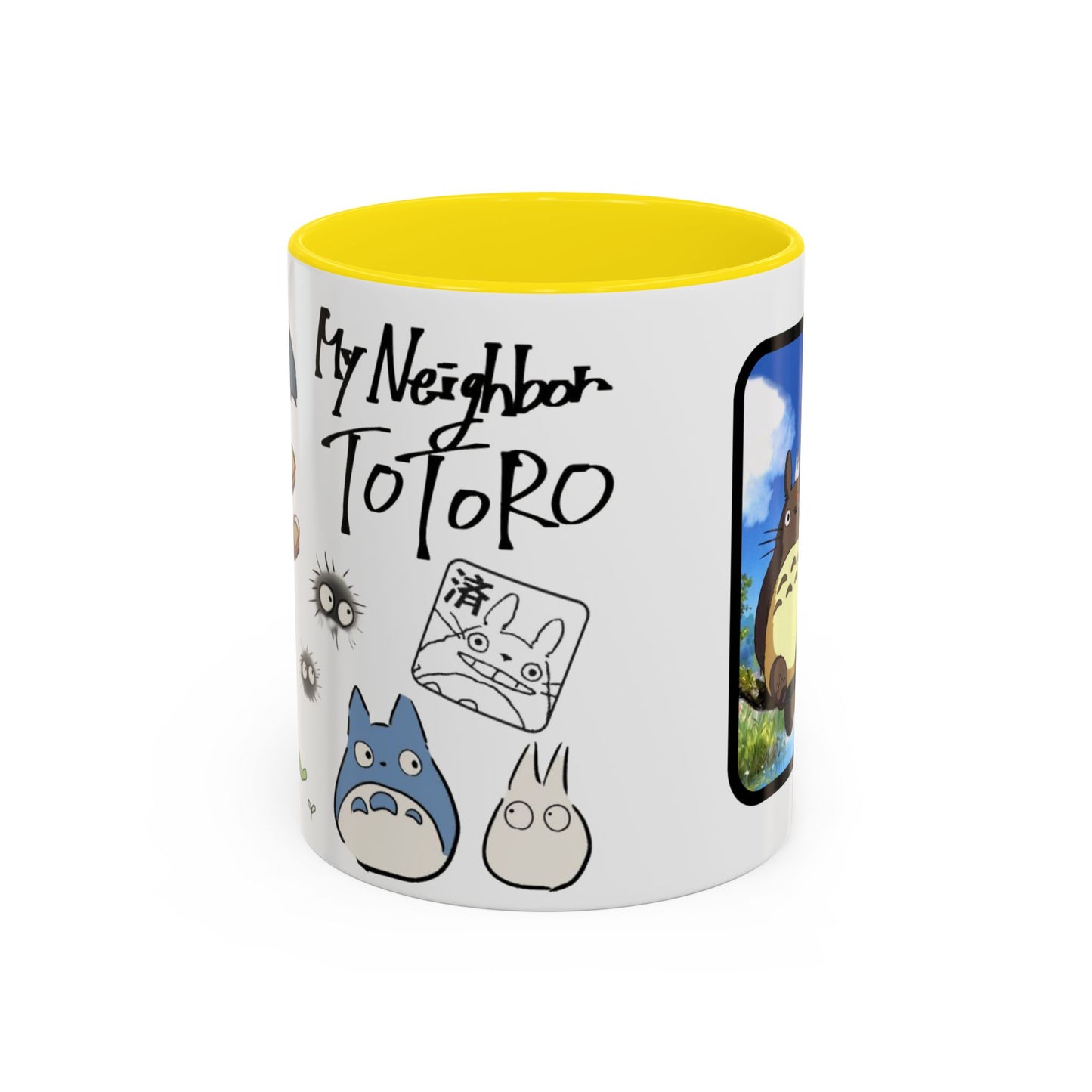 My Neighbor Totoro Accent Mug – Ghibli Collage Color Handle Cup 11oz & 15oz – Cute Anime Coffee Mug Gift