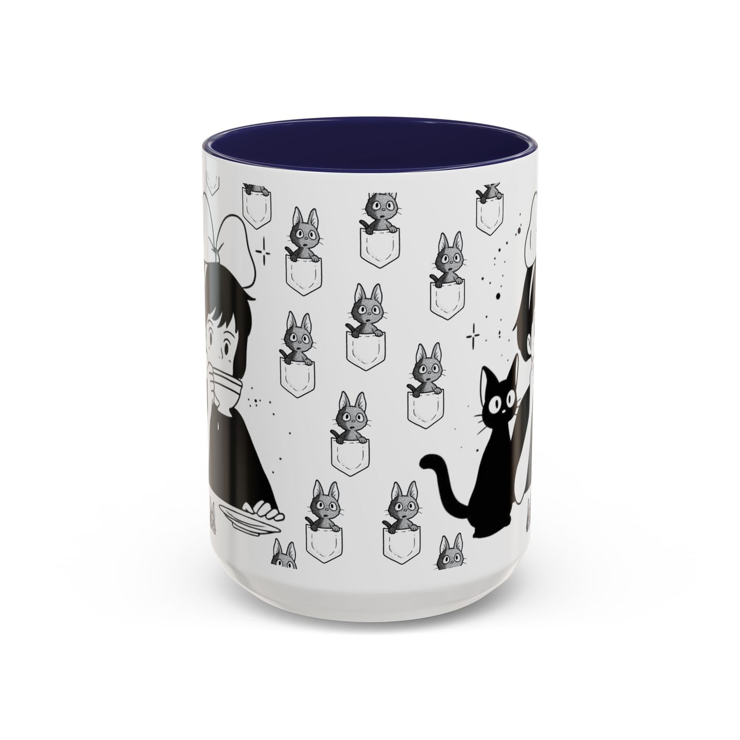 Kiki's Delivery Service Coffee Mug – Studio Ghibli Accent Handle Cup – 11oz & 15oz Anime Gift