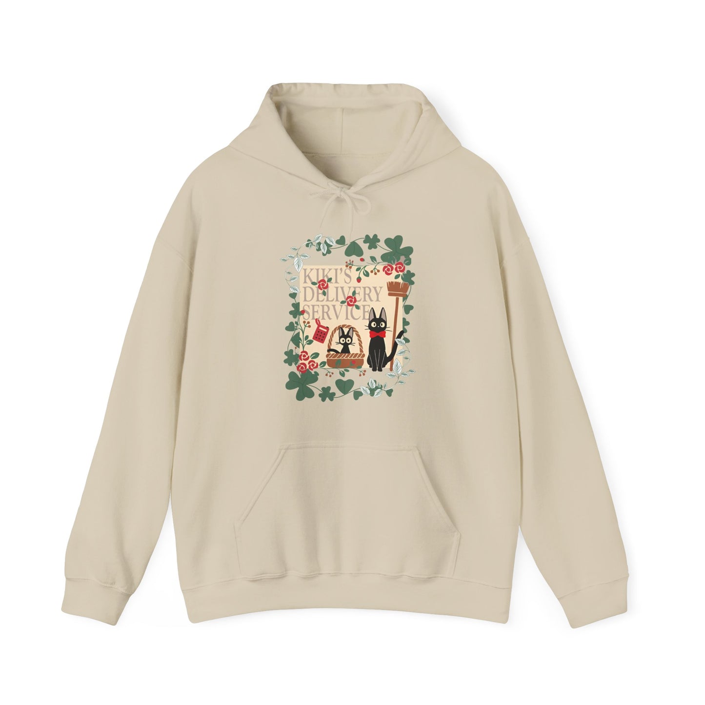 Kiki’s Delivery Service Hoodie – 100% Cotton Studio Ghibli Hoodie with Kiki and Jiji Design