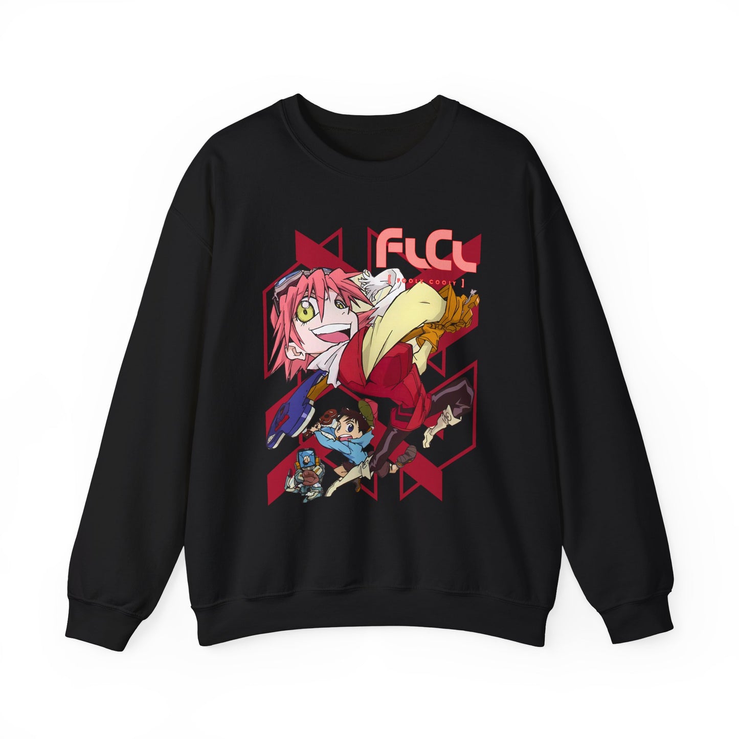 FLCL Sweatshirt – 100% Cotton Gildan 18000 | Fooly Cooly Retro Anime Pullover for True Fans